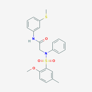 molecular formula C23H24N2O4S2 B4171251 N~2~-[(2-methoxy-5-methylphenyl)sulfonyl]-N~1~-[3-(methylthio)phenyl]-N~2~-phenylglycinamide 