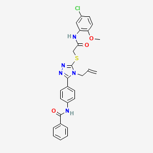 molecular formula C27H24ClN5O3S B4171253 N-{4-[4-allyl-5-({2-[(5-chloro-2-methoxyphenyl)amino]-2-oxoethyl}thio)-4H-1,2,4-triazol-3-yl]phenyl}benzamide 