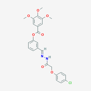 molecular formula C25H23ClN2O7 B417126 3-{2-[(4-Chlorophenoxy)acetyl]carbohydrazonoyl}phenyl 3,4,5-trimethoxybenzoate 