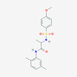 molecular formula C18H22N2O4S B4171260 N~1~-(2,5-dimethylphenyl)-N~2~-[(4-methoxyphenyl)sulfonyl]alaninamide 