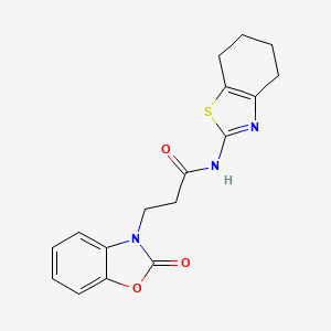 molecular formula C17H17N3O3S B4171268 3-(2-oxo-1,3-benzoxazol-3(2H)-yl)-N-(4,5,6,7-tetrahydro-1,3-benzothiazol-2-yl)propanamide 