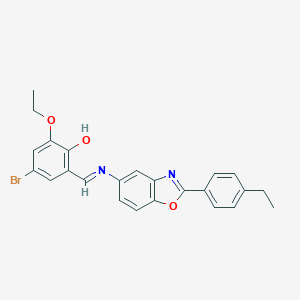molecular formula C24H21BrN2O3 B417127 4-Bromo-2-ethoxy-6-({[2-(4-ethylphenyl)-1,3-benzoxazol-5-yl]imino}methyl)phenol 