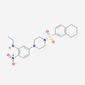 molecular formula C22H28N4O4S B4171274 N-ethyl-2-nitro-5-[4-(5,6,7,8-tetrahydro-2-naphthalenylsulfonyl)-1-piperazinyl]aniline 
