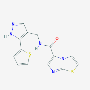 6-methyl-N-{[5-(2-thienyl)-1H-pyrazol-4-yl]methyl}imidazo[2,1-b][1,3]thiazole-5-carboxamide