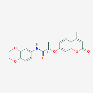 molecular formula C21H19NO6 B4171319 N-(2,3-dihydro-1,4-benzodioxin-6-yl)-2-[(4-methyl-2-oxo-2H-chromen-7-yl)oxy]propanamide 