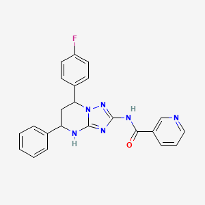 molecular formula C23H19FN6O B4171345 N-[7-(4-fluorophenyl)-5-phenyl-4,5,6,7-tetrahydro[1,2,4]triazolo[1,5-a]pyrimidin-2-yl]nicotinamide 