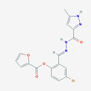 4-bromo-2-[(E)-{2-[(3-methyl-1H-pyrazol-5-yl)carbonyl]hydrazinylidene}methyl]phenyl furan-2-carboxylate
