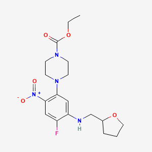 molecular formula C18H25FN4O5 B4171376 ethyl 4-{4-fluoro-2-nitro-5-[(tetrahydro-2-furanylmethyl)amino]phenyl}-1-piperazinecarboxylate 