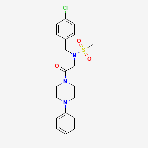 molecular formula C20H24ClN3O3S B4171401 N-(4-chlorobenzyl)-N-[2-oxo-2-(4-phenyl-1-piperazinyl)ethyl]methanesulfonamide 