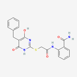 2-({[(5-benzyl-4-hydroxy-6-oxo-1,6-dihydro-2-pyrimidinyl)thio]acetyl}amino)benzamide
