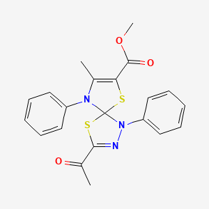 methyl 3-acetyl-8-methyl-1,9-diphenyl-4,6-dithia-1,2,9-triazaspiro[4.4]nona-2,7-diene-7-carboxylate