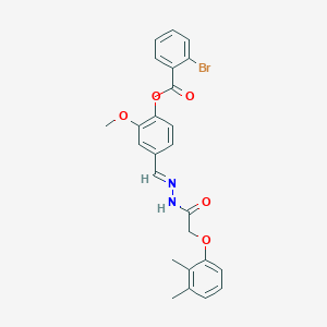 molecular formula C25H23BrN2O5 B417142 4-{2-[(2,3-Dimethylphenoxy)acetyl]carbohydrazonoyl}-2-methoxyphenyl 2-bromobenzoate 