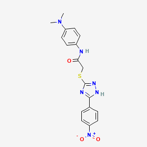 molecular formula C18H18N6O3S B4171426 N-[4-(dimethylamino)phenyl]-2-{[5-(4-nitrophenyl)-4H-1,2,4-triazol-3-yl]thio}acetamide 