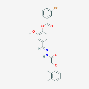 molecular formula C25H23BrN2O5 B417144 4-{2-[(2,3-Dimethylphenoxy)acetyl]carbohydrazonoyl}-2-methoxyphenyl 3-bromobenzoate 
