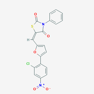 molecular formula C20H11ClN2O5S B417146 5-[(5-{2-Chloro-4-nitrophenyl}-2-furyl)methylene]-3-phenyl-1,3-thiazolidine-2,4-dione 