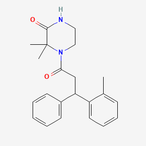 molecular formula C22H26N2O2 B4171468 3,3-dimethyl-4-[3-(2-methylphenyl)-3-phenylpropanoyl]-2-piperazinone 