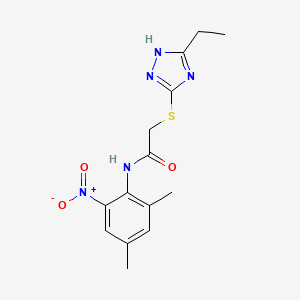 molecular formula C14H17N5O3S B4171471 N-(2,4-dimethyl-6-nitrophenyl)-2-[(5-ethyl-4H-1,2,4-triazol-3-yl)thio]acetamide 