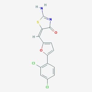 molecular formula C14H8Cl2N2O2S B417148 5-[5-(2,4-Dichloro-phenyl)-furan-2-ylmethylene]-2-imino-thiazolidin-4-one 