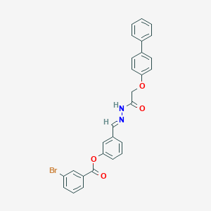 molecular formula C28H21BrN2O4 B417149 3-{2-[([1,1'-Biphenyl]-4-yloxy)acetyl]carbohydrazonoyl}phenyl 3-bromobenzoate 