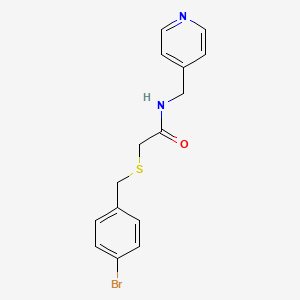 molecular formula C15H15BrN2OS B4171525 2-[(4-bromobenzyl)thio]-N-(4-pyridinylmethyl)acetamide 