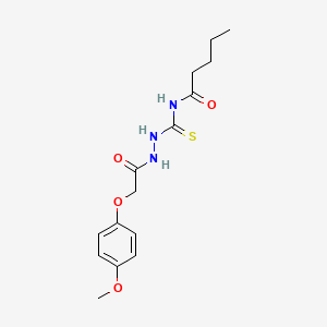 molecular formula C15H21N3O4S B4171543 N-({2-[(4-methoxyphenoxy)acetyl]hydrazino}carbonothioyl)pentanamide 