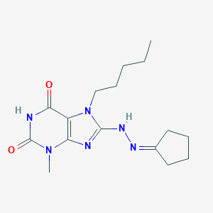 molecular formula C16H24N6O2 B417163 8-(2-cyclopentylidenehydrazino)-3-methyl-7-pentyl-3,7-dihydro-1H-purine-2,6-dione CAS No. 300588-52-7