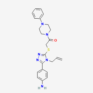 molecular formula C23H26N6OS B4171662 4-(4-allyl-5-{[2-oxo-2-(4-phenyl-1-piperazinyl)ethyl]thio}-4H-1,2,4-triazol-3-yl)aniline 