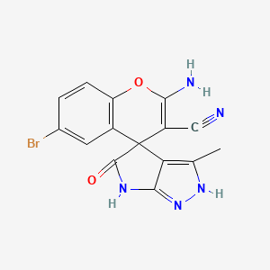 molecular formula C15H10BrN5O2 B4171668 2-amino-6-bromo-3'-methyl-5'-oxo-5',6'-dihydro-2'H-spiro[chromene-4,4'-pyrrolo[2,3-c]pyrazole]-3-carbonitrile 