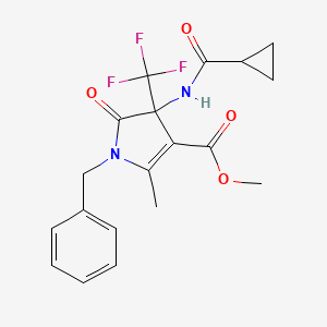 molecular formula C19H19F3N2O4 B4171690 methyl 1-benzyl-4-[(cyclopropylcarbonyl)amino]-2-methyl-5-oxo-4-(trifluoromethyl)-4,5-dihydro-1H-pyrrole-3-carboxylate 