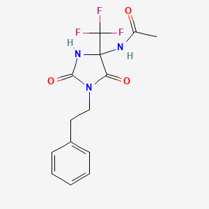 molecular formula C14H14F3N3O3 B4171700 N-[2,5-dioxo-1-(2-phenylethyl)-4-(trifluoromethyl)-4-imidazolidinyl]acetamide 