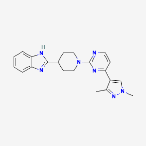 molecular formula C21H23N7 B4171705 2-{1-[4-(1,3-dimethyl-1H-pyrazol-4-yl)-2-pyrimidinyl]-4-piperidinyl}-1H-benzimidazole bis(trifluoroacetate) 