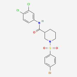 molecular formula C18H17BrCl2N2O3S B4171706 1-[(4-bromophenyl)sulfonyl]-N-(3,4-dichlorophenyl)-3-piperidinecarboxamide 
