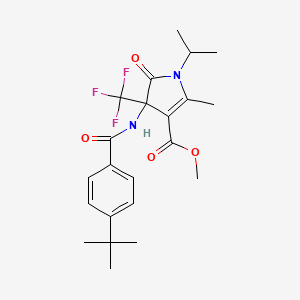 molecular formula C22H27F3N2O4 B4171723 methyl 4-[(4-tert-butylbenzoyl)amino]-1-isopropyl-2-methyl-5-oxo-4-(trifluoromethyl)-4,5-dihydro-1H-pyrrole-3-carboxylate 