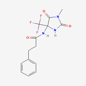 molecular formula C14H14F3N3O3 B4171728 N-[1-methyl-2,5-dioxo-4-(trifluoromethyl)-4-imidazolidinyl]-3-phenylpropanamide 