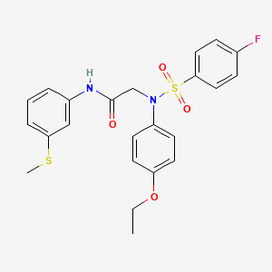 molecular formula C23H23FN2O4S2 B4171729 N~2~-(4-ethoxyphenyl)-N~2~-[(4-fluorophenyl)sulfonyl]-N~1~-[3-(methylthio)phenyl]glycinamide 
