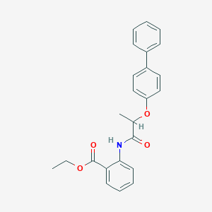 molecular formula C24H23NO4 B4171736 ethyl 2-{[2-(4-biphenylyloxy)propanoyl]amino}benzoate 