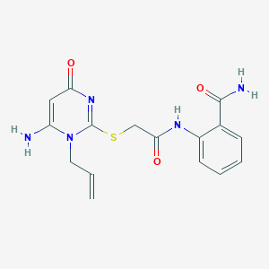 molecular formula C16H17N5O3S B4171744 2-({[(1-allyl-6-amino-4-oxo-1,4-dihydro-2-pyrimidinyl)thio]acetyl}amino)benzamide 