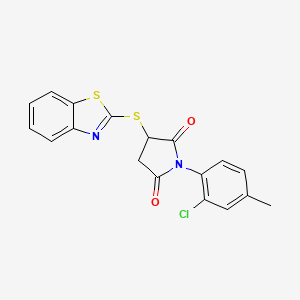 molecular formula C18H13ClN2O2S2 B4171758 3-(1,3-benzothiazol-2-ylthio)-1-(2-chloro-4-methylphenyl)-2,5-pyrrolidinedione 