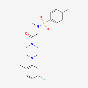 molecular formula C22H28ClN3O3S B4171773 N-{2-[4-(5-chloro-2-methylphenyl)-1-piperazinyl]-2-oxoethyl}-N-ethyl-4-methylbenzenesulfonamide 