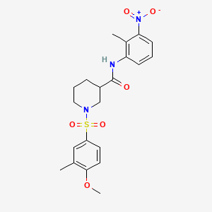 molecular formula C21H25N3O6S B4171780 1-[(4-methoxy-3-methylphenyl)sulfonyl]-N-(2-methyl-3-nitrophenyl)-3-piperidinecarboxamide 