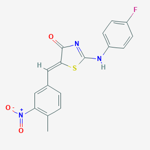 molecular formula C17H12FN3O3S B417181 (5Z)-2-(4-fluoroanilino)-5-[(4-methyl-3-nitrophenyl)methylidene]-1,3-thiazol-4-one 