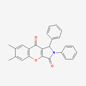 molecular formula C25H19NO3 B4171827 6,7-dimethyl-1,2-diphenyl-1,2-dihydrochromeno[2,3-c]pyrrole-3,9-dione 