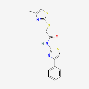molecular formula C15H13N3OS3 B4171839 2-[(4-methyl-1,3-thiazol-2-yl)thio]-N-(4-phenyl-1,3-thiazol-2-yl)acetamide 