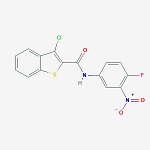 molecular formula C15H8ClFN2O3S B417184 3-chloro-N-{4-fluoro-3-nitrophenyl}-1-benzothiophene-2-carboxamide 