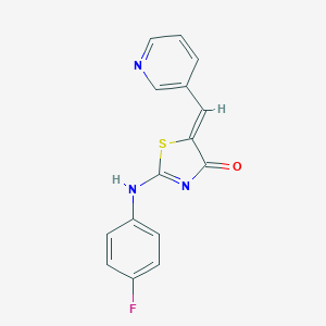 molecular formula C15H10FN3OS B417186 (5Z)-2-(4-fluoroanilino)-5-(pyridin-3-ylmethylidene)-1,3-thiazol-4-one CAS No. 333409-56-6