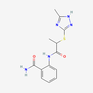 molecular formula C13H15N5O2S B4171872 2-({2-[(5-methyl-4H-1,2,4-triazol-3-yl)sulfanyl]propanoyl}amino)benzamide 