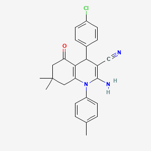 2-amino-4-(4-chlorophenyl)-7,7-dimethyl-1-(4-methylphenyl)-5-oxo-1,4,5,6,7,8-hexahydro-3-quinolinecarbonitrile