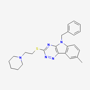 molecular formula C24H27N5S B4171920 5-benzyl-8-methyl-3-{[2-(1-piperidinyl)ethyl]thio}-5H-[1,2,4]triazino[5,6-b]indole 