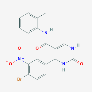 molecular formula C19H17BrN4O4 B417195 4-{4-bromo-3-nitrophenyl}-6-methyl-N-(2-methylphenyl)-2-oxo-1,2,3,4-tetrahydro-5-pyrimidinecarboxamide 