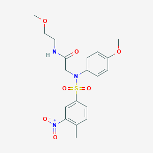 molecular formula C19H23N3O7S B417199 2-[({3-nitro-4-methylphenyl}sulfonyl)-4-methoxyanilino]-N-(2-methoxyethyl)acetamide 